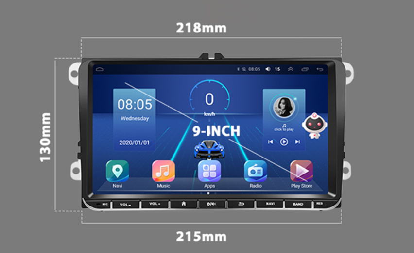 Android autorádio Volkswagen 9" | CarPlay, Android Auto, GPS | 1/16GB